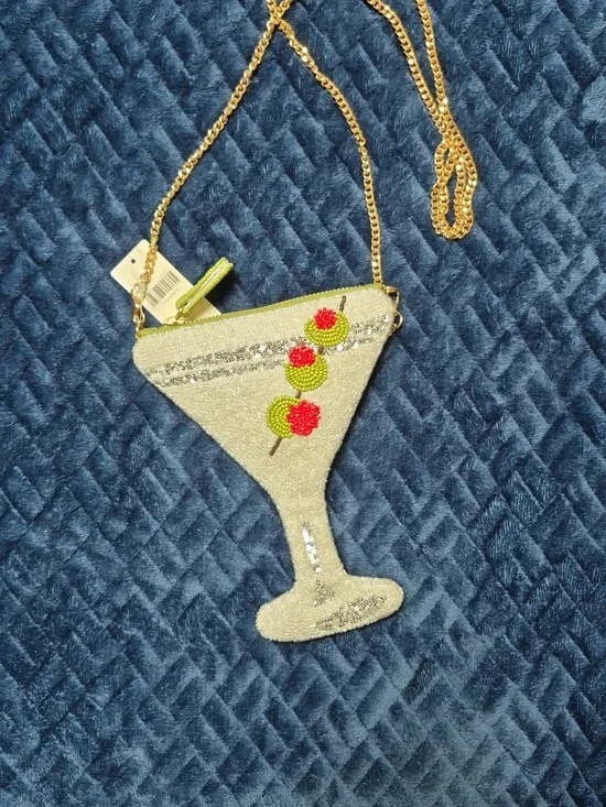 Anthropologie Martini Glass Beaded Icon Crossbody Bag, New With Tags - Picture 3 of 17